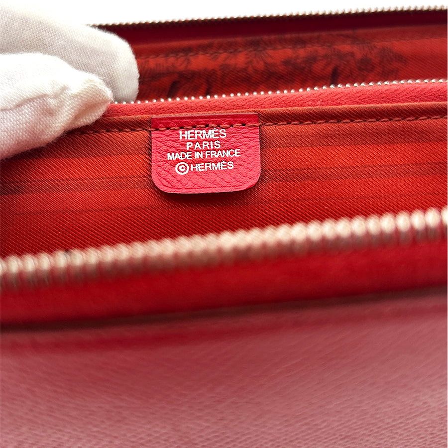 Hermès Long Leather Wallet Azap Silk in Round Zip Red