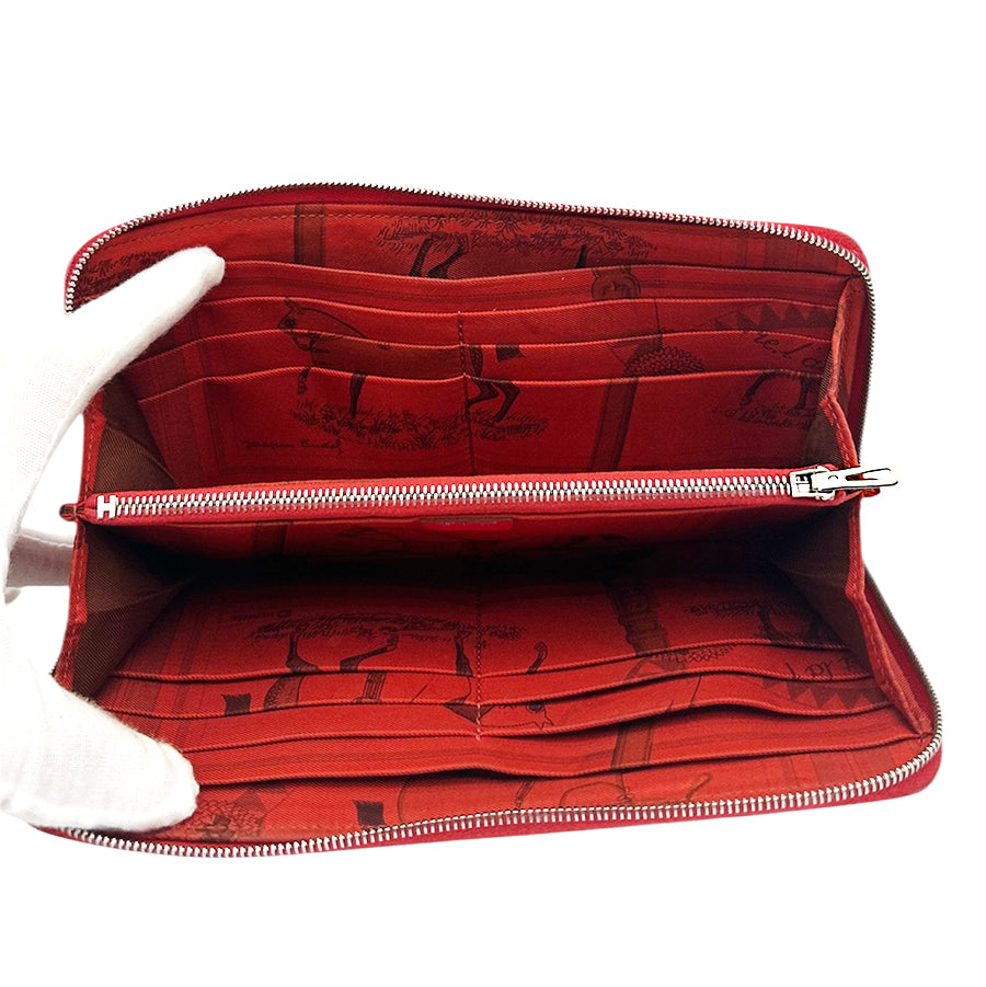 Hermès Long Leather Wallet Azap Silk in Round Zip Red