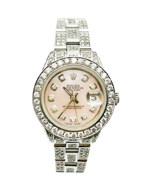 Rolex Ladies Diamond Watch 12.25ct Pink Face iPosher