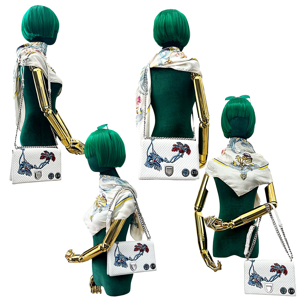 Christian Dior 2015 Medium Lambskin Embroidered Diorama Flap Crossbody Bag