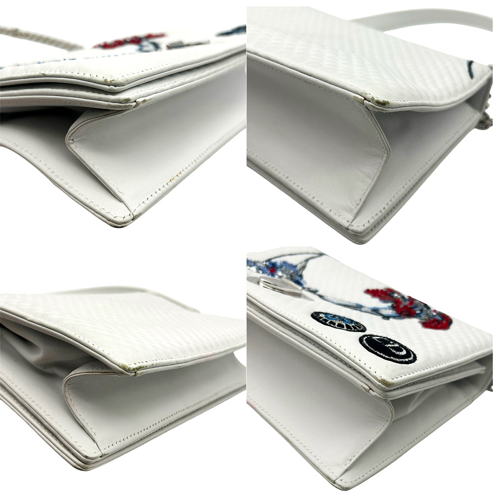 Christian Dior 2015 Medium Lambskin Embroidered Diorama Flap Crossbody Bag