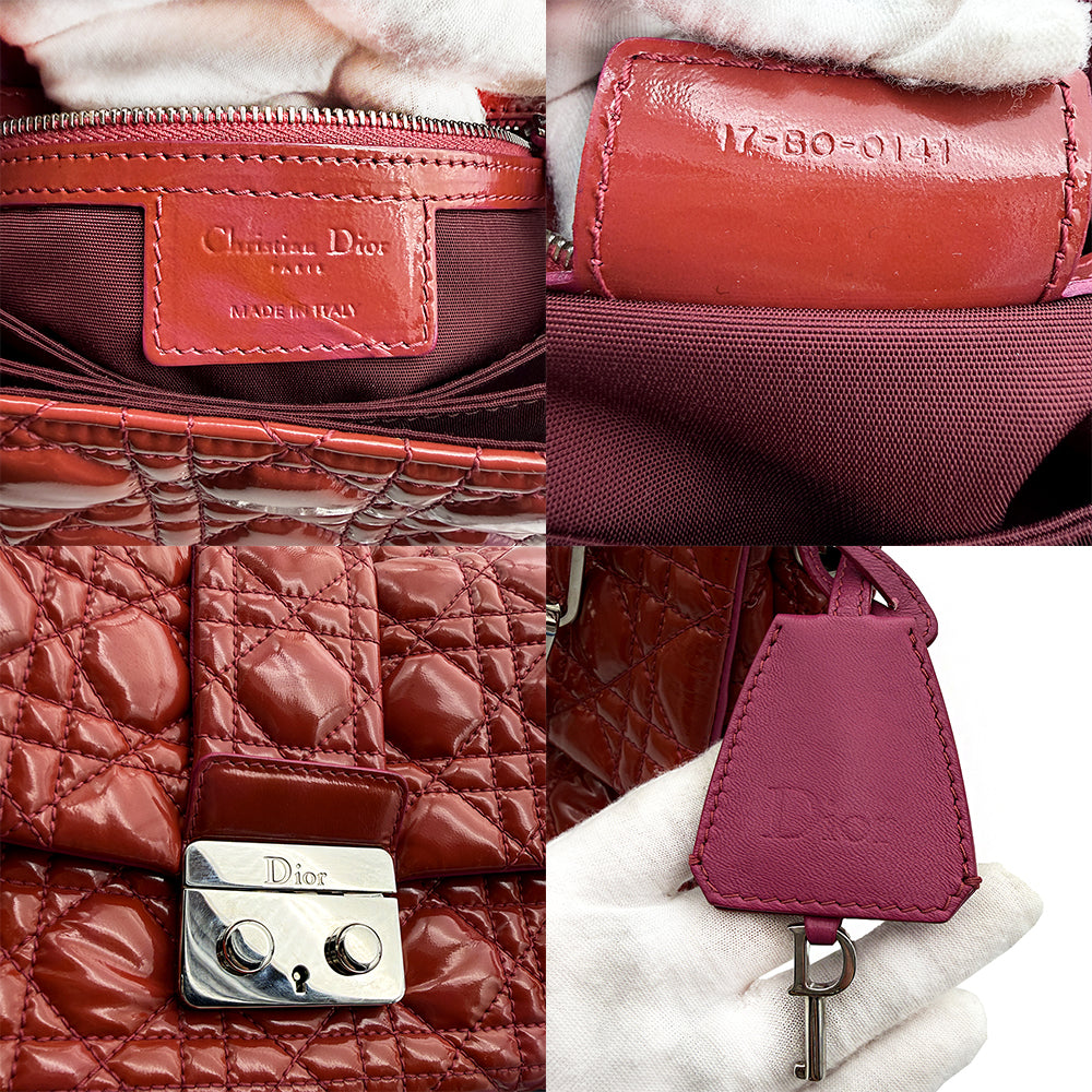Christian Dior Chain-Link Shoulder Bag Red and Pink