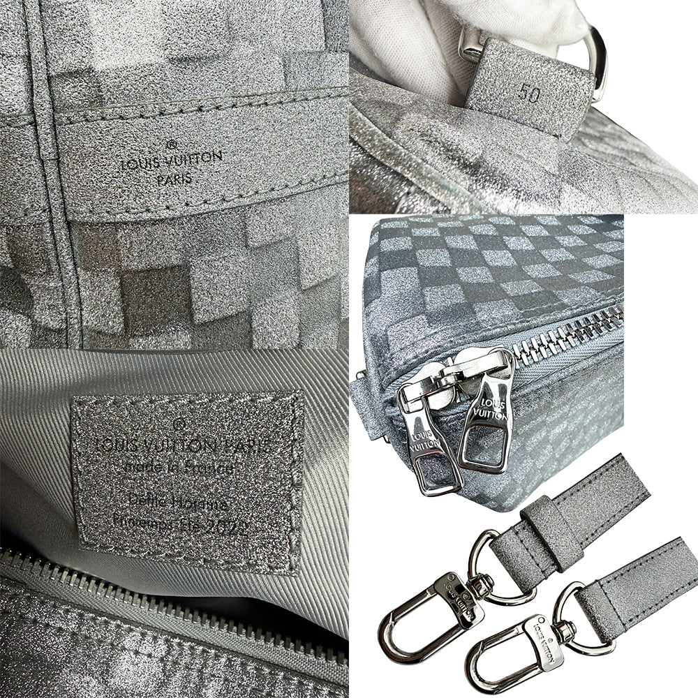 Louis Vuitton Keepall Bandoulière 50 Damier Glitter Silver Printemps Été 2022