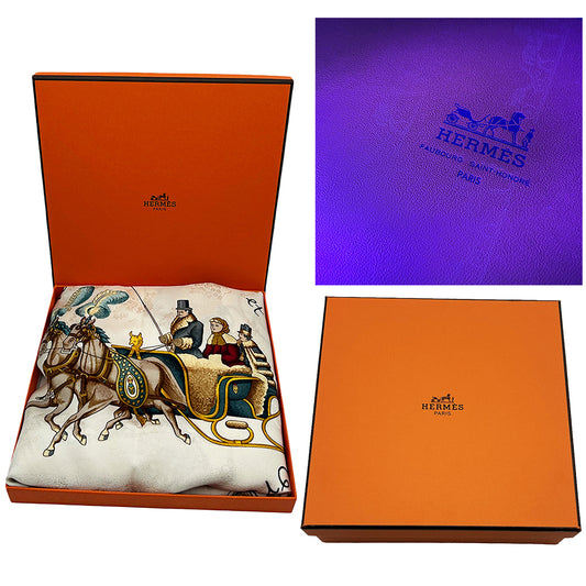 Hermès Scarf Plumes Et Grelots Jacquard 100% Silk 90