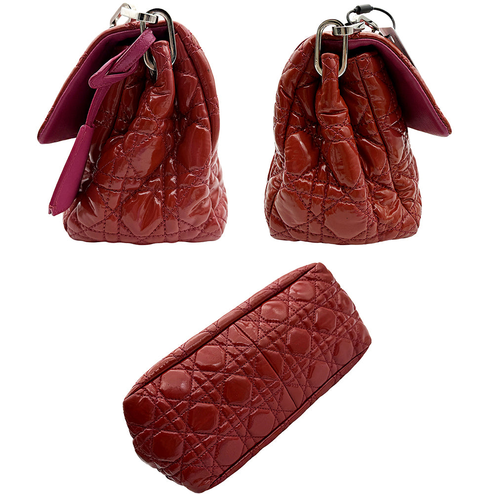 Christian Dior Chain-Link Shoulder Bag Red and Pink