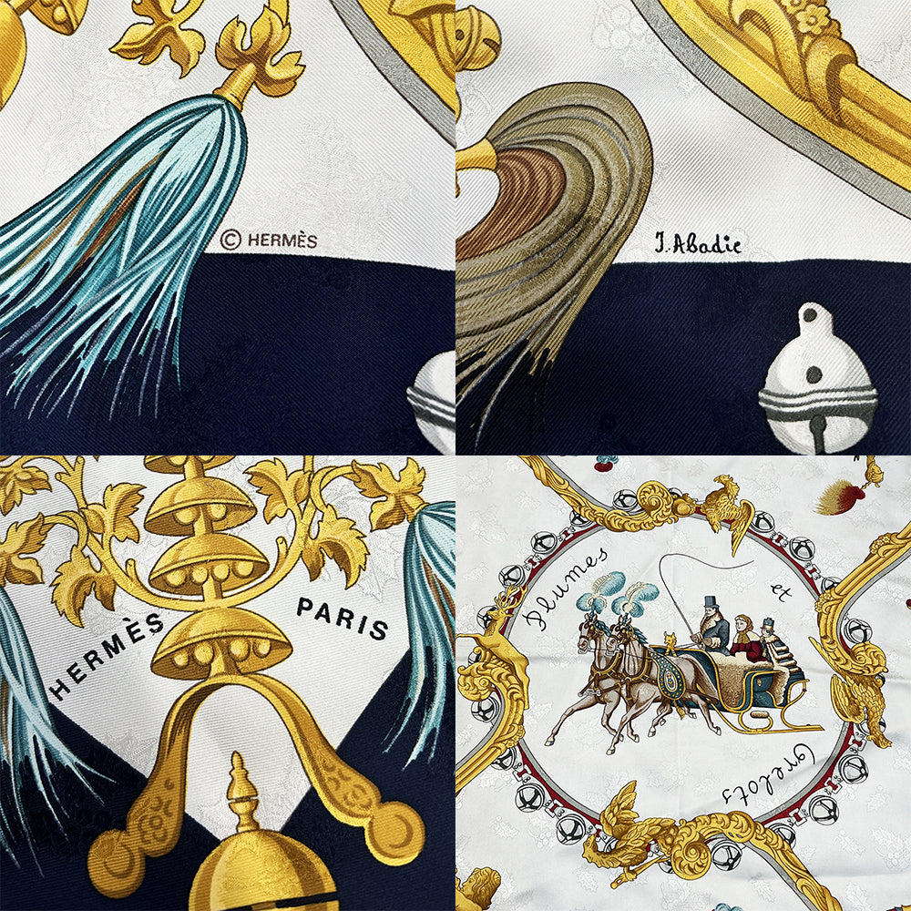 Hermès Scarf Plumes Et Grelots Jacquard 100% Silk 90