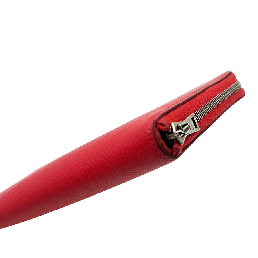 Hermès Long Leather Wallet Azap Silk in Round Zip Red